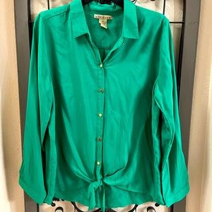 Antilia Femme Women’s Front Tie Button Down Blouse Top